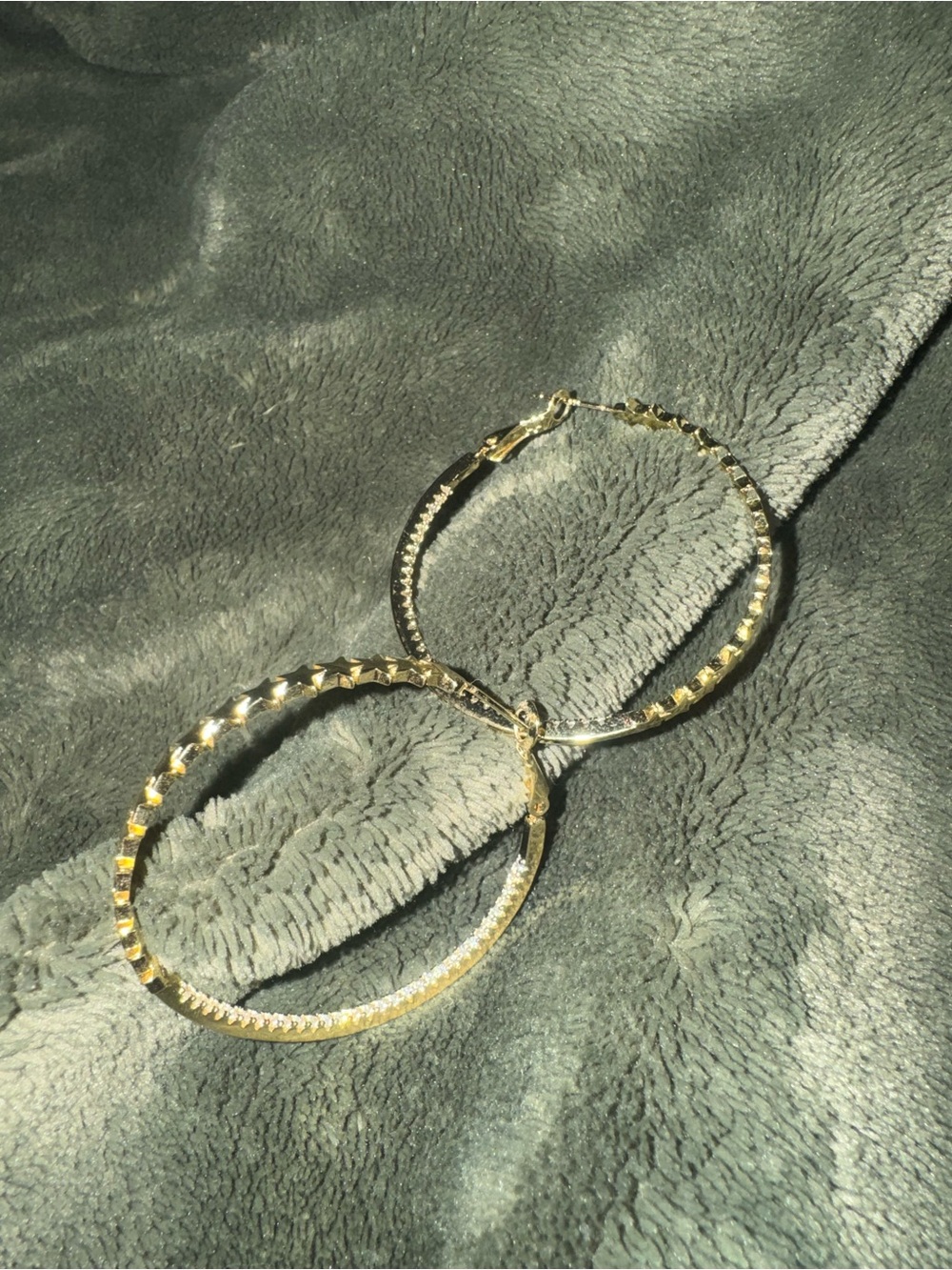 Gold Textured Hoop Earrings - Women Jewelry